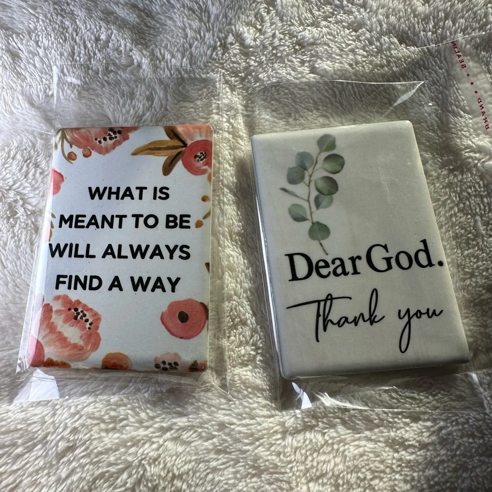 Set of 2 Inspirational Magnets Dear God, Thank You & What is Meant to Be… NWT